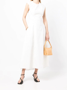 NWT Theory Women’s Volume Dart Dress Soft Crunch Linen White Size 2 $395