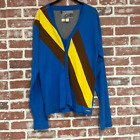 Toddland Blue Brown Yellow Stripe Colorblock Cardigan Sweater Mens Medium