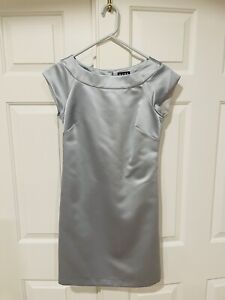 BCBG Mid Cocktail Silver Blue Straight Lined Dress Size 2