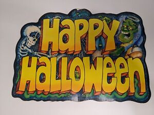 Vintage Hallmark Die Cut Skeleton Frankenstein Halloween Decoration