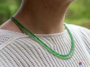 GARNET Crystal Necklace - Green Tsavorite - Birthstone Jewelry, Beaded, E1865