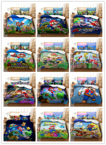 3D Super Mario Bros Quilt Cover Bedding Set Duvet Cover Pillowcase Home Decor