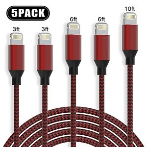 5x Heavy Duty Fast Charger Cable Charging Cord For iPhone 7 8 X XS 11 12 13 Max