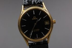*Exc+5* Vintage OMEGA Seamaster Quartz 196.0281 Cal. 1337 Black Dial Men's Watch