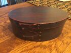 Artist SIGNED Vintage Shaker Style Wood Oval Lidded Storage Box two toned.
