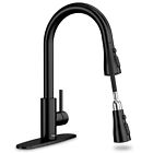 Black Kitchen Faucet, Kitchen Faucets with Pull Down Sprayer, Matte Black RV