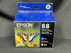 Genuine Epson 88 Printer Ink 3 Pack Yellow Cyan Magenta Expires 08/12 New Sealed