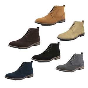 Mens Casual Suede Leather Oxford Shoes Chukka Lace Up Ankle Dress Boots  Allsize