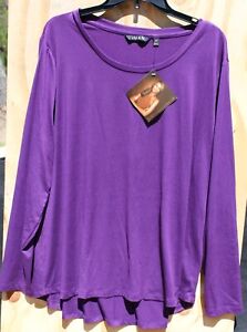 Iman Women's Blouse Top SZ 2X Purple Round Neck Long Sleeve Pullover Workwear