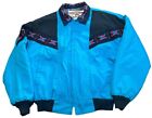 VTG Aztec Western Frontier Jacket Mens Large Blue Blanket Lined Zip USA 80s