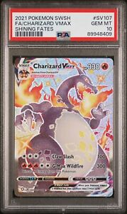 PSA 10 GEM MINT Charizard VMax Shining Fates SV107/SV122  Pokemon Card