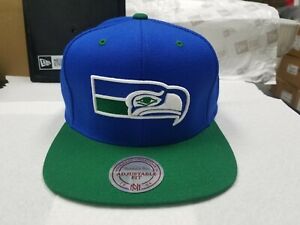 NFL Seattle Seahawks Mitchell & Ness Throwback 2 Tone Blue Snapback Hat Cap