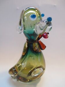 MURANO Italy Art Glass Figure Dog Multicolor Hand Blown Glass               C73