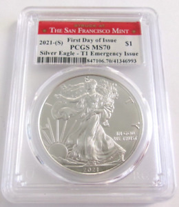 2021 (S) American Silver Eagle PCGS MS70 FDOI Emergency Issue Type 1