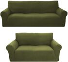 Home 2pc Brushed Slip Covers Set for Sofa Loveseat Couch Fit Stretch Sage Green