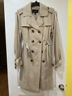 NWOT London Fog Womens Double Breasted Tan Beige Belted Trench Coat Size L