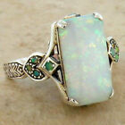 Vintage Silver White Fire Opal Ring Women Wedding Proposal Jewelry Gift Size6-10