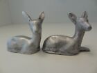 OLD MONGOLIAN HAND MADE CAST ALUMINUM PAIR OF DEER FAWN FIGURINES