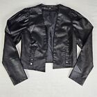 Haute Monde Black Faux Leather Cropped Jacket Women's Size S 142577