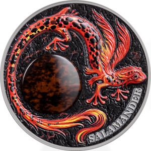 2024 Ghana Chronicles of Fire Salamander 2oz Silver Antiqued Coin
