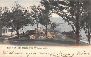 Pier at Sheldon House Pine Orchard Connecticut 1907 Postcard 7077