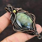 Labradorite Wire Wrapped Pendant Handcrafted Copper Ethnic Gift 3.07