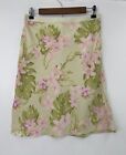 Tommy Bahama 100% Silk Tropical Green & Pink Floral Lined Skirt Size 6 Flaw