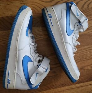 Nike Air Force 1 Mid 2003 White Blue Sneakers Shoes Strap Mens Size 12 US