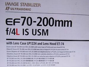 CANON EF 70-200mm F/4 L IS  USM LENS  Mint in box