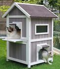 Outdoor Cat House 2 Floors Cat Condo Wood Pet House Kitten Shelter with Window