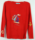 Vintage Le Roy Knitwear Sailboat Sweater Deadstock M Embroidered Nautical NWT