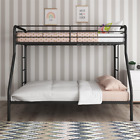 Black Twin Over Full Bunk Beds Metal Frame Ladders Kids Teens Dorm Furniture
