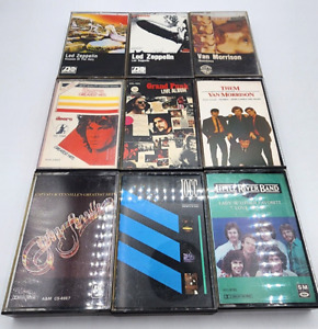 Vintage Cassette Tape LOT 9 Van Morrison Zeppelin Doors Grand Funk 10cc Tennille