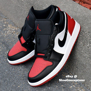 Nike Air Jordan 1 Low Shoes White Black Varsity Red 553558-161 Men's NEW