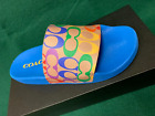 COACH Signature SLIDES Men's Size 12 Sandals BLUE/MULTI (NIB)