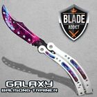 CSGO Practice Knife Balisong Butterfly Trainer - Non Sharp Dull - White Galaxy