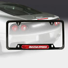1x Mazdaspeed Black Stainless Steel License Plate Frame W Red Carbon Fiber Logo (For: Mazda)