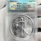 2021-P American Silver Eagle ANACS MS69 - First Day of Issue PHILLY MINT HOLDER