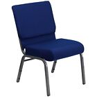 Flash Furniture 21 Church Chair W/4 Seat Silver Vein Frame Navy Blue