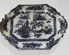 1840s Edward Challinor Ironstone Black Transferware Pelew Platter Antique Rare B