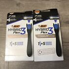 (2-Pack) BIC Flex 3 Hybrid Men Cartridge Razors, Total 2 Handles, 10 Cartridges