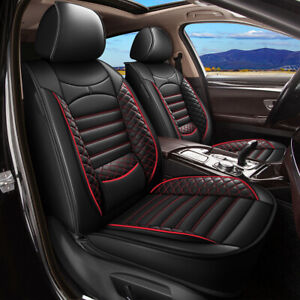 For Kia Rio 2013-2022 Car 5 Seat Cover Cushion Pad Premium PU Leather Red Lines (For: 2023 Kia Rio)
