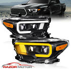 For 2016-2023 Toyota Tacoma TRD/Limited LED DRL Tube Switchback Black Headlights (For: 2021 Tacoma)