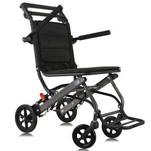 Ultra-lightweight BlackFoldingTransport Wheelchair for Adult Weighs Only 15 lbs