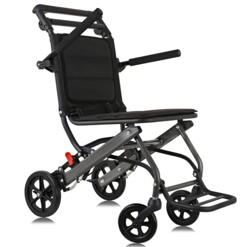 Ultra-lightweight BlackFoldingTransport Wheelchair for Adult Weighs Only 15 lbs