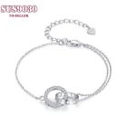 Double Ring Bracelet 925 Sterling Silver Fashion Jewelry