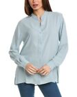 Eileen Fisher Mandarin Collar Silk Shirt Women's