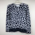 Magaschoni 100% cashmere leopard print sweater XS crew neck grey