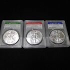 2021-(P),(S),&(W) Type 1 Silver Eagle 3 Coin Set PCGS MS-70 First Strike