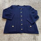 Unbranded Cardigan Sweater Womens 3XL Blue Button Up Pockets Knit Vintage Padded